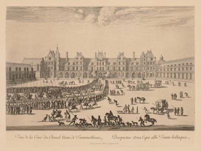 Widok na Cour du Cheval-Blanc w Fontainebleau autorstwa Israël Silvestre