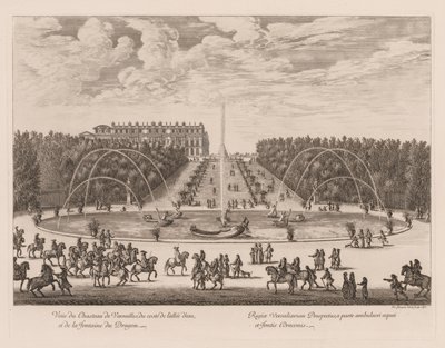 Widok na Château de Versailles, od strony alei i fontannę Smoka autorstwa Israël Silvestre