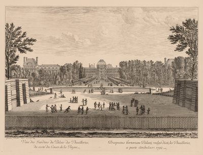Widok na Pałac i Ogrody Tuileries od strony Cours la Reine, 1673. autorstwa Israël Silvestre