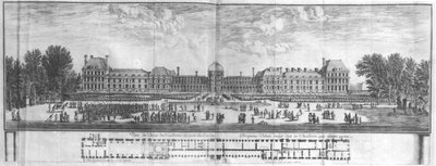 Widok na Palais des Tuileries z ogrodów (rycina) (zdjęcie bw) autorstwa Israël Silvestre the Younger