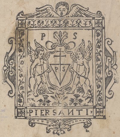 Dwa putta z napisem w tarczy Pier Santi autorstwa Italian 16th Century