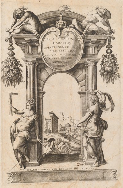 Książka należąca do architektury [Strona tytułowa] autorstwa Italian 16th Century, after Antonio Labacco, published by Giovanni Boni