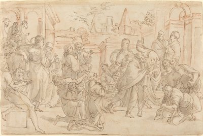 Józef i jego brat w Egipcie [verso] autorstwa Italian 17th Century