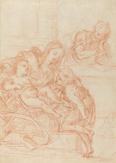 Madonna z Dzieciątkiem ze świętymi Janem i Józefem [recto] autorstwa Italian 17th Century