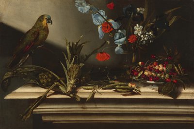 Martwa natura z karczochami i papugą autorstwa Italian 17th Century