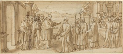Spotkanie San Carlo Borromeo i San Filippo Neri autorstwa Italian 17th Century