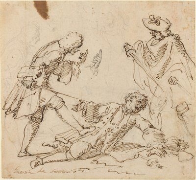 Trzech mężczyzn walczących autorstwa Italian 17th or 18th Century