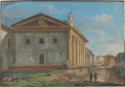 Tempio della Fortuna Virile z Tempio di Vesta w oddali autorstwa Italian 18th Century