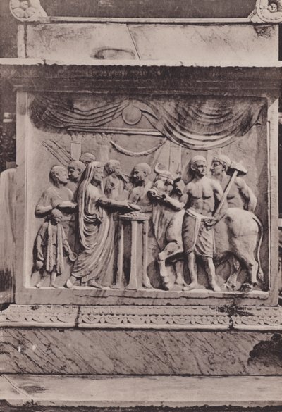 Ara Del Tempio Di Mercurio Di Vespasiano, Ołtarz Merkura lub Świątynia Wespazjana (zdjęcie b / w) autorstwa Italian Photographer