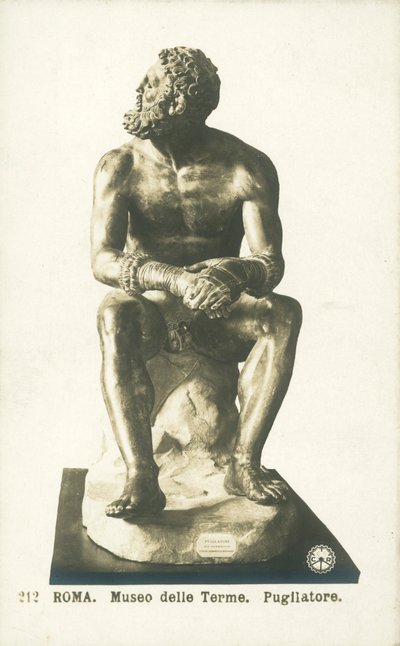 Bokser w stanie spoczynku, Palazzo Massimo alle Terme, Rzym (zdjęcie czarno-białe) autorstwa Italian Photographer