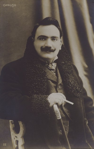 Enrico Caruso, włoski śpiewak operowy (zdjęcie czarno-białe) autorstwa Italian Photographer