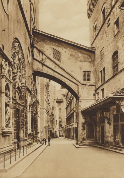 Firenze / Florencja: Kościół S Michele, Dolna część od strony zachodniej, Arnolfo di Cambio i Taddeo Gaddi (zdjęcie czarno-białe) autorstwa Italian Photographer