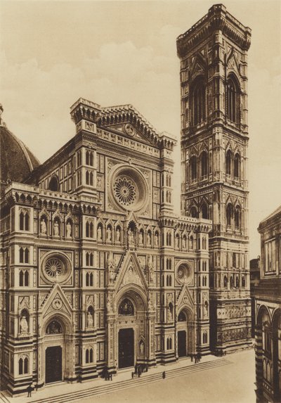 Firenze / Florencja: Fasada Katedry, Arch De Fabris i del Moro (zdjęcie czarno-białe) autorstwa Italian Photographer