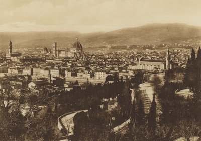 Firenze / Florencja: Panorama Florencji widziana z S Miniato al Monte (zdjęcie czarno-białe) autorstwa Italian Photographer