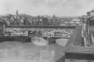 Florencja, Widok na trzy mosty (zdjęcie czarno-białe) autorstwa Italian Photographer