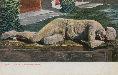 Zamrożony człowiek w muzeum w Pompejach. Pocztówka wysłana w 1913 roku. autorstwa Italian Photographer