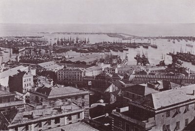 Włochy: Genua, panorama (zdjęcie czarno-białe) autorstwa Italian Photographer