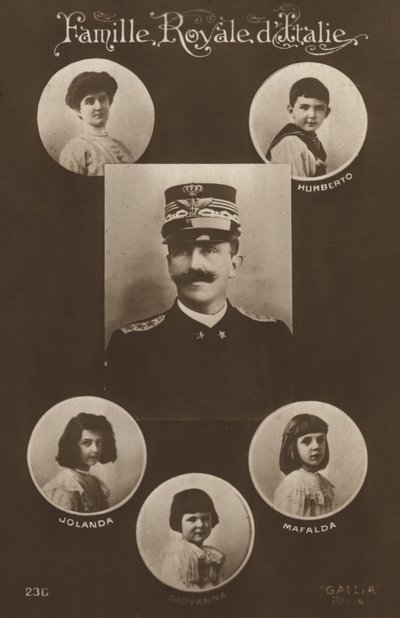 Król Wiktor Emanuel II i jego rodzina (zdjęcie czarno-białe) autorstwa Italian Photographer