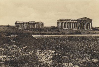 Neapol: Pesto, Świątynia Neptuna i Ceres (zdjęcie czarno-białe) autorstwa Italian Photographer