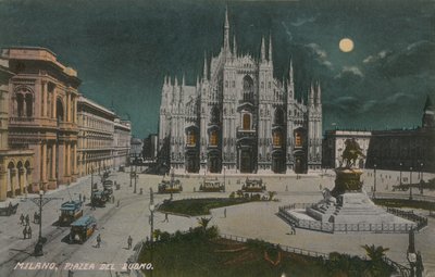 Piazza del Duomo, Mediolan. Pocztówka wysłana w 1913 roku. autorstwa Italian Photographer