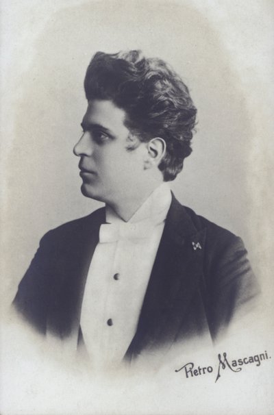 Pietro Mascagni, włoski kompozytor opery Cavalleria Rusticana (zdjęcie czarno-białe) autorstwa Italian Photographer
