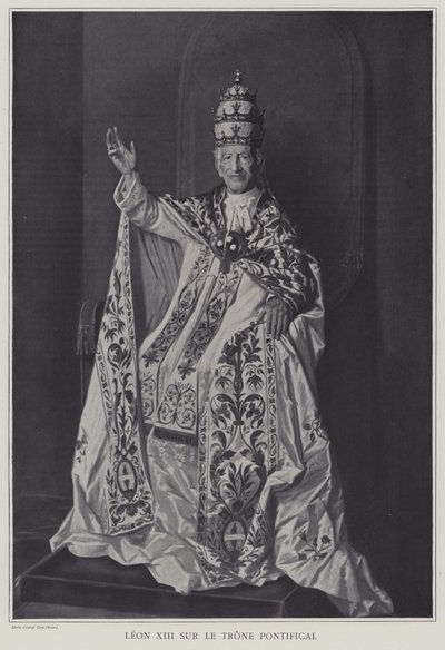Papież Leon XIII na tronie papieskim (zdjęcie czarno-białe) autorstwa Italian Photographer