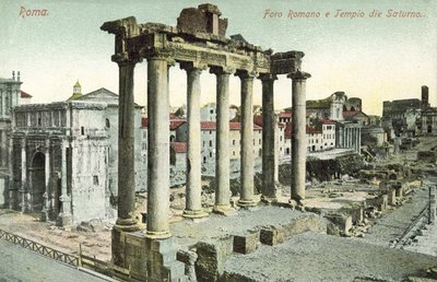 Rzym, Włochy, Forum Romanum, Świątynia Saturna autorstwa Italian Photographer