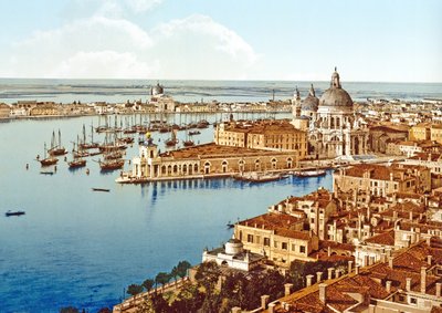 Santa Maria della Salute z wieży Campanile na Placu św. Marka, Wenecja, wyd. ok. 1900 autorstwa Italian Photographer