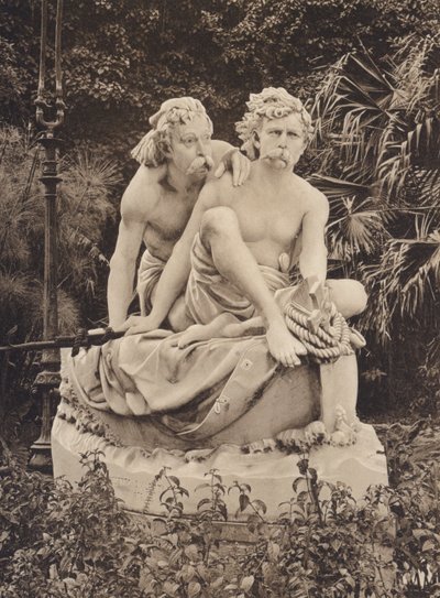 Sycylia / Sycylia: Villa Giulia i grupa Canaris, rzeźba Civiletti (zdjęcie czarno-białe) autorstwa Italian Photographer