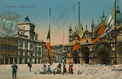 Plac Świętego Marka w Wenecji. Pocztówka wysłana w 1913 roku. autorstwa Italian Photographer