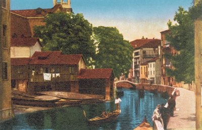 Wenecja: Rio i Ponte S Trovaso Alle Zattere (kolorowe zdjęcie) autorstwa Italian Photographer