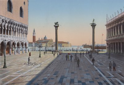 Wenecja, Piazzetta San Marco i dwie Kolumny (kolorowe zdjęcie) autorstwa Italian Photographer