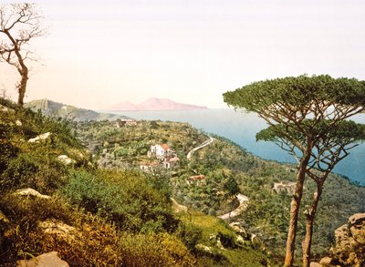 Widok Wezuwiusza przez Zatokę Neapolitańską, 1890-1900 autorstwa Italian Photographer