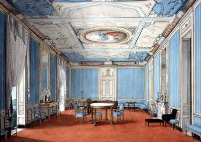 Neoklasycystyczne wnętrze neapolitańskiego palazzo, ok. 1830 (gwasz i akwarela na papierze) autorstwa Italian School