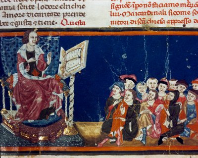 Mistrz i jego uczniowie Miniatura szkoły florenckiej z wydania „Pater noster” Ser Zucchero Bencivenni (MS.II.VI 16) początek XIV wieku Florencja, biblioteka narodowa autorstwa Italian School