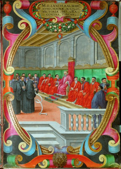 Spotkanie Wielkiej Rady Wenecji pod przewodnictwem doży Sebastiano Veniera autorstwa Italian School