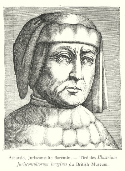 Accursio, Jurisconsulte Florentine, Tire des Illustrious zdjęcia prawników z Muzeum Brytyjskiego (grafika) autorstwa Italian School