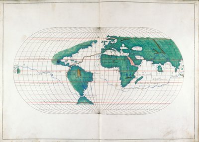 Dodać. 19927, ff.12v-13 Mapa świata, ilustracja z „Atlasu Portolan” autorstwa Italian School