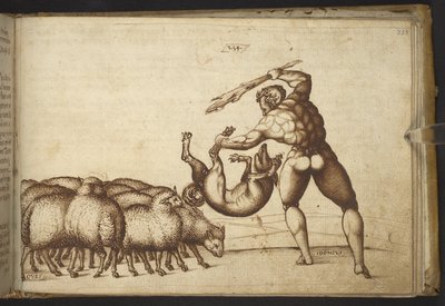 Dodać. 82955, f.233 Owce („pieprzone”).  , z Historii Animalium, (składający się z 245 rysunków wykonanych piórem i atramentem różnych gatunków zwierząt i mitycznych stworzeń, każdy opatrzony opisem.)    1595 autorstwa Italian School
