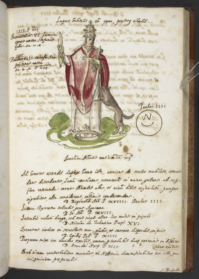 Dodaj MS 17432 „Proroctwa i obrazy piętnastego papieża, autorstwa Joachima z Fiore…” (tusz i kolor na papierze) autorstwa Italian School