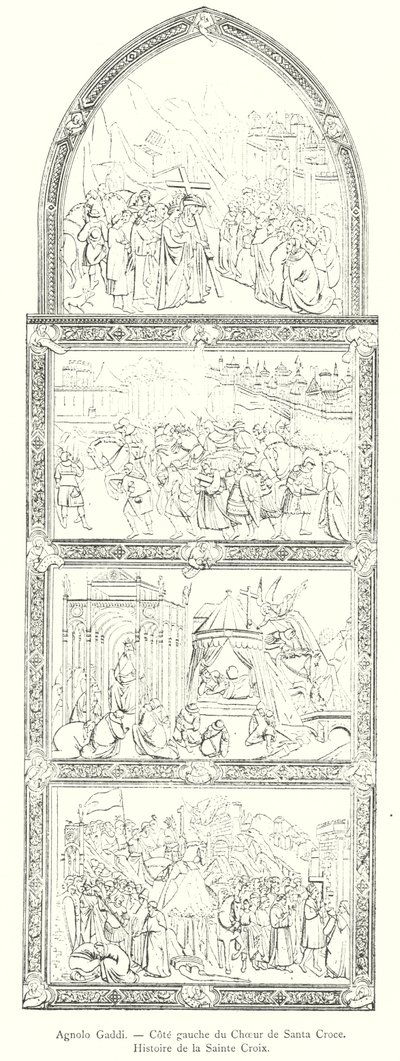 Agnolo Gaddi, Lewa strona chóru Santa Croce, Historia Świętego Krzyża (rycina) autorstwa Italian School