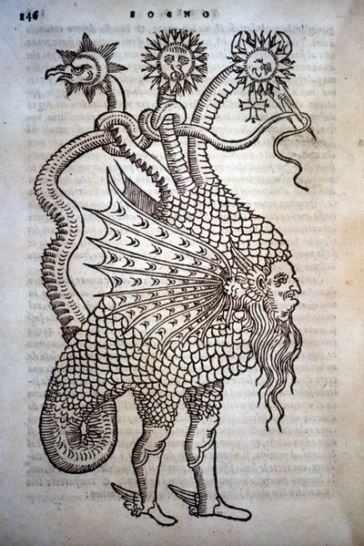 Alchimie: Monster Hybrid, w – „The Transmutatione Metallica Sogni Tre” Giovanniego Battisty Nazari, zredagowane w Brescii w 1599 roku. autorstwa Italian School