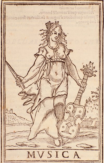 „Alegoria muzyki” Strona z eseju „Suma wszystkich nauk” Aurelio Marinati (XVI w.) autorstwa Italian School