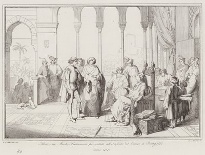 Alvise da Mosto lub Cadamosto przedstawiony Infante D Enrico z Portugalii autorstwa Italian School