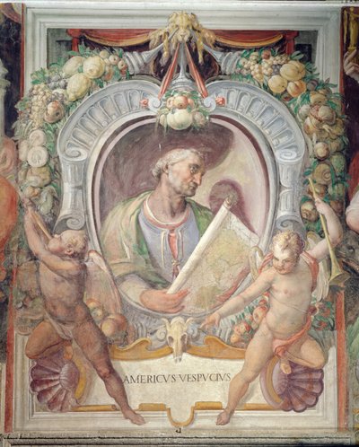 Amerigo Vespucci, w Sala del Mappamondo autorstwa Italian School