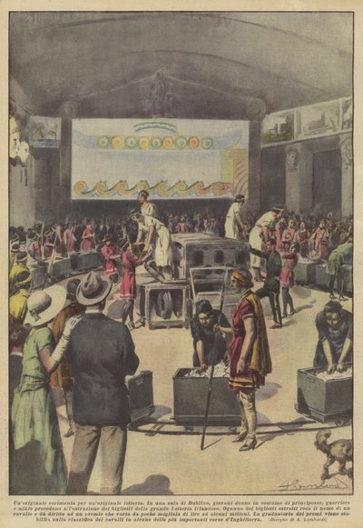 Oryginalna ceremonia na oryginalną loterię (kolorowa litografia) autorstwa Italian School