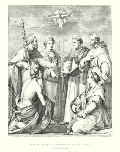 Andre del Sarte, Spór Trójcy Świętej, Kolekcja Pałacu Pitti (rycina) autorstwa Italian School