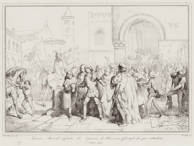 Antonio Marcello odmawia zwierzchnictwa Rawenny oferowanego mu przez tych obywateli autorstwa Italian School