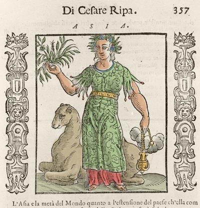 Azjatycka alegoria z wielbłądem. Rycina z „Ikonologii” Cesare Ripy (1550 ok. 1622) autorstwa Italian School