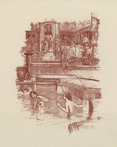 Łaźnia rzymska (litografia) autorstwa Italian School